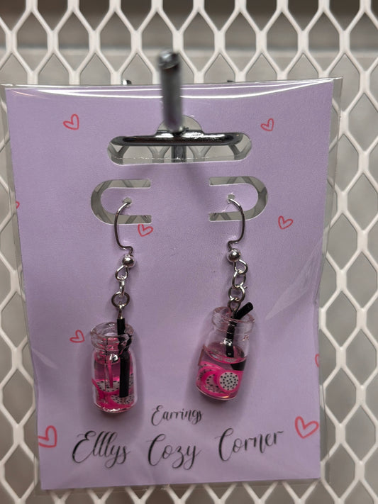 Dragon Fruit Tea Dangle Earrings