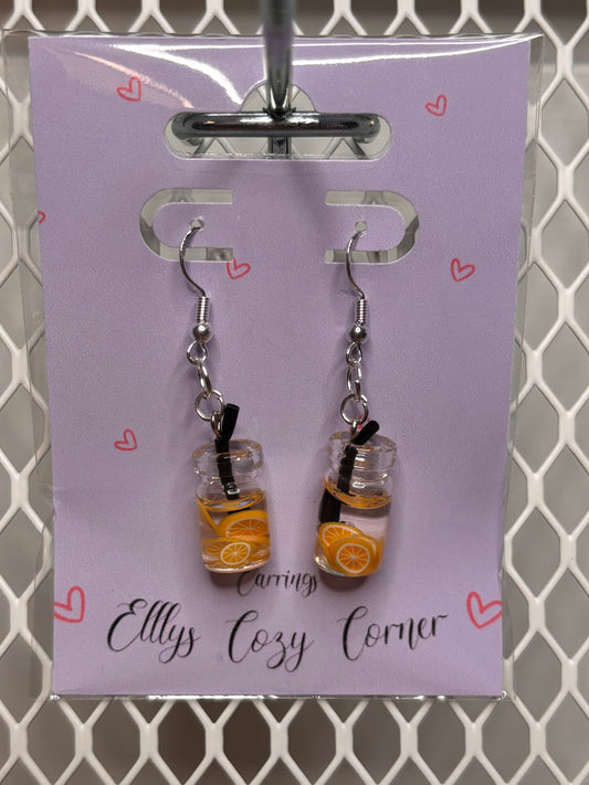 Orange Fruit Tea Dangle Earrings