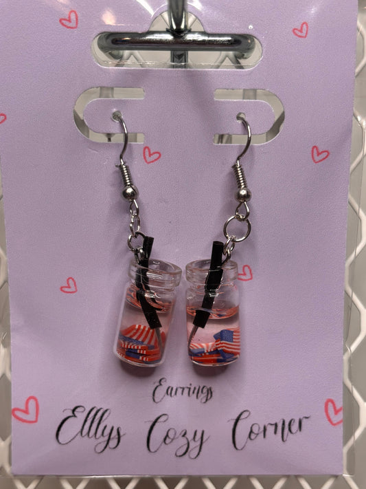 Fourth of July Tea Dangle Earrings