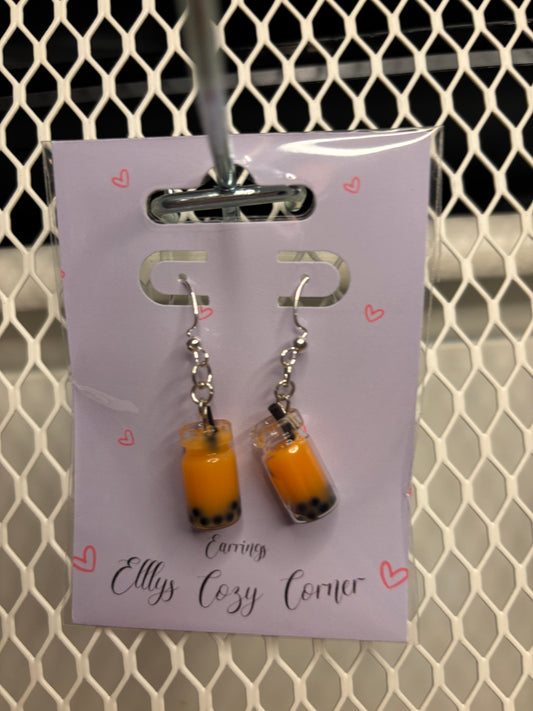 Orange Bursting Boba Dangle Earrings