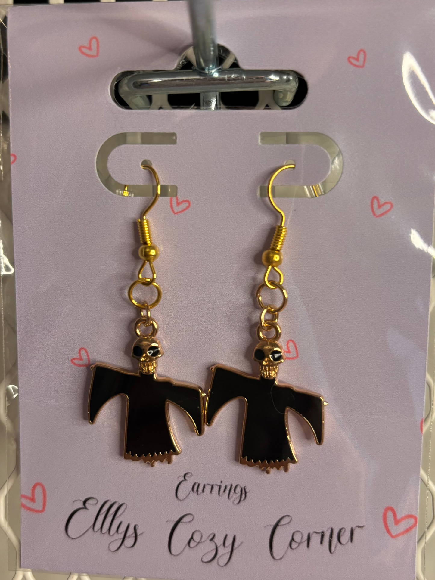 Spooky  Grim Reaper Dangle Earrings