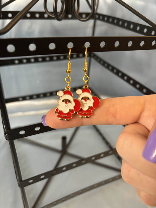 Christmas Santa holding his gift bag Earrings