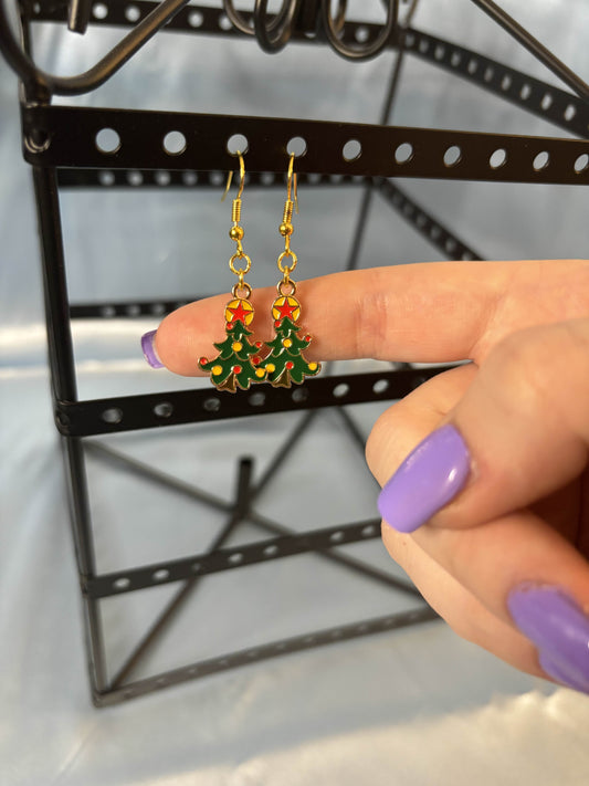 Yellow/Red Decor Tree Earrings