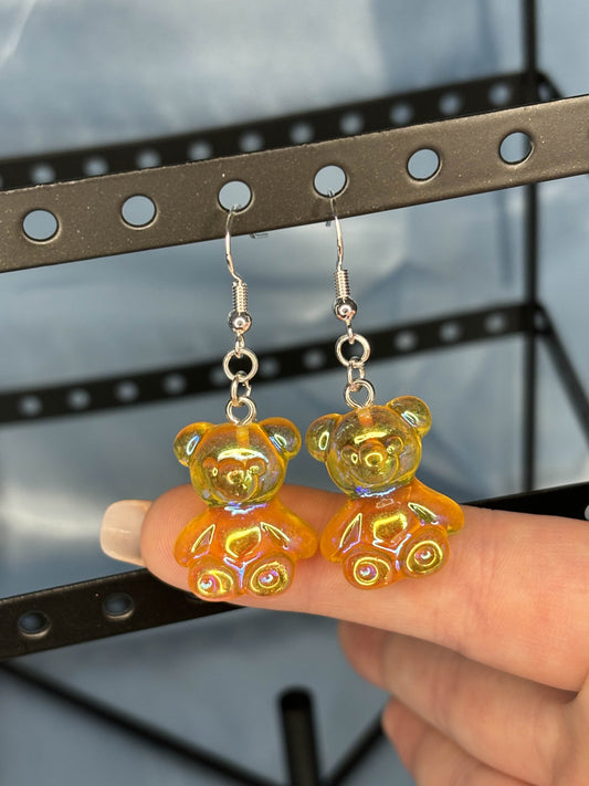 Orange Gummy Bear Dangle Earrings