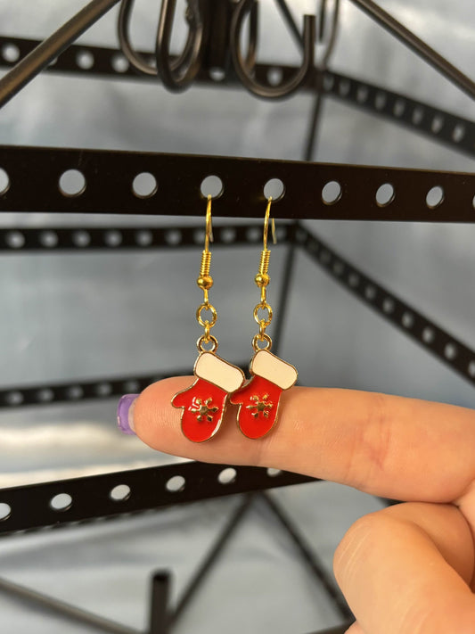 Christmas Red Gloves Earrings